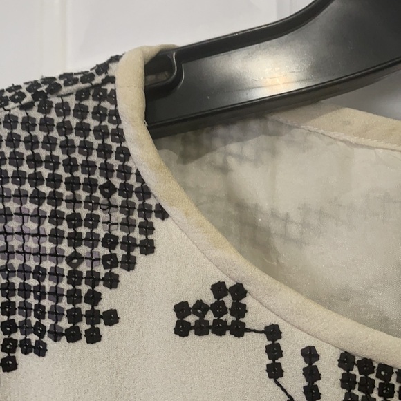 TIBI White With Black Sequins Pull Over Silk Dress - Picture 10 of 16